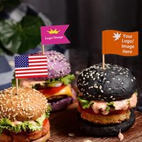 Décorations de fête pour cupcakes en forme de hamburger, étiquettes alimentaires, drapeaux personnalisés écologiques avec logo