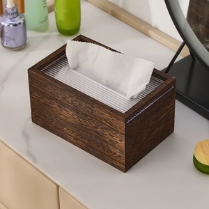 Wooden Tissue Box Walnut Color For Living <b>Room</b> Car Bathroom Multi Functional Pull Out Tissues - Product Image 3