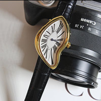 Montre-bracelet de luxe rétro Y2K pour homme, cadran analogique à chiffres romains, forme irrégulière Paris, montre en cuir vintage, style sport et mode