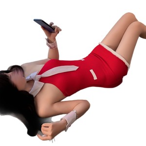 Sexy bunny lingerie, austere style, Christmas Eve <b>red</b> seductive battle robe, bunny cosplay bodycon skirt gift box. - Product Image 5