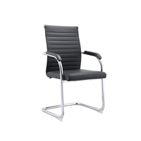 Vente en gros Chaise de bureau pour le personnel avec accoudoir souple en cuir Pu et cadre en métal à mi-dossier pour la conférence des visiteurs