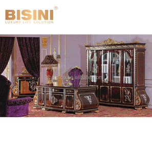 Silla Giratoria de Madera de Diseño Barroco para Oficina en Casa, Silla Ejecutiva de Tela Morada Noble con Detalles en Dorado de 24K - Product Image 5