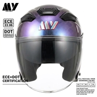 Casque de moto à face ouverte en fibre de carbone, fermeture rapide en fibre de verre, sécurité tout temps, homologué DOT, double visière, taille XL