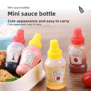 Mini Bouteille Portable Mignonne en Plastique Alimentaire pour Sauce, Bouteilles de Ketchup et Vinaigrette à Visser avec Bouchon, Boîte en Plastique - Product Image 2