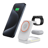 Chargeur sans fil magnétique pliable 3-en-1 15W OEM en gros pour iPhone/Android, Apple Watch et écouteurs