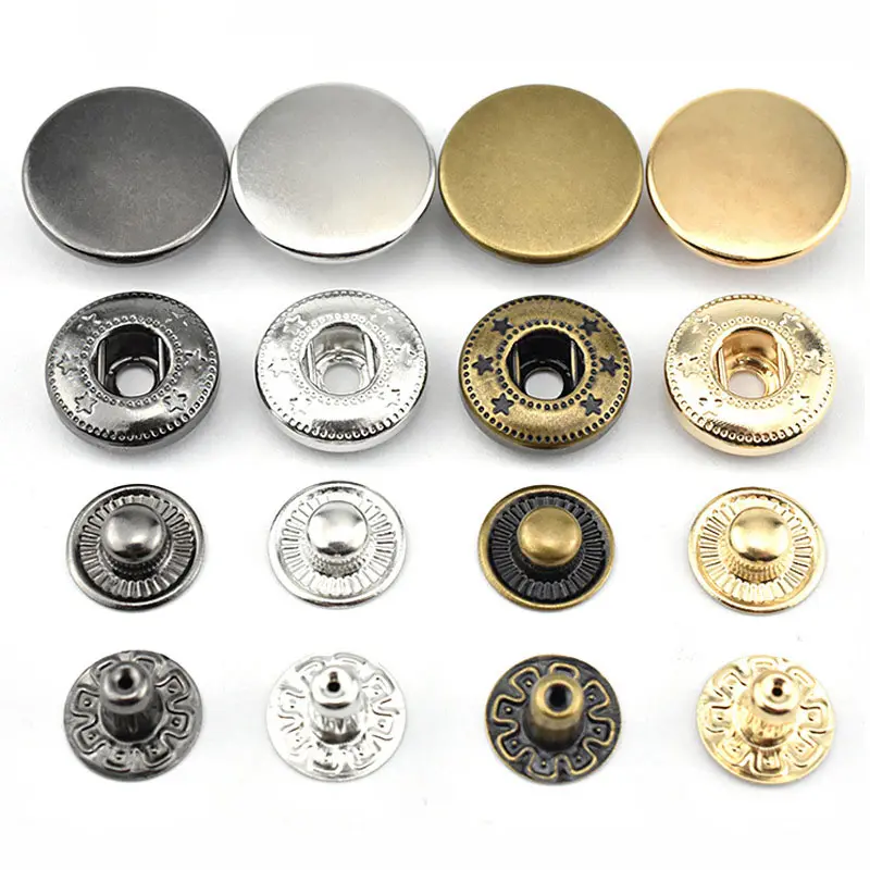MeeTee D3-8 10-20mm Sewing Accessories Leather Snap Fastener Buttons Four-Piece Snap Buttons Copper Round Press Studs Button