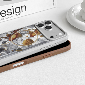 Custodia per telefono <span class=keywords><strong>2</strong></span> in 1 con ricarica wireless, antiurto, texture dorata, motivo floreale colorato, per iPhone 17 Pro Max - Product Image 4