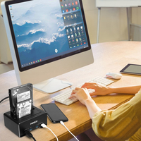 Docking Station HDD Multifungsi FIDECO Duro, Driver Hard Disk Eksternal 16TB Hitam, Pengisian Cepat USB SATA untuk Laptop 3.5 inci