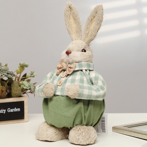 Conejo de Pascua de Paja Natural, Conejita y Niños de Pie, Decoración de Primavera, Pascua, MOQ 100 Piezas - Product Image 1