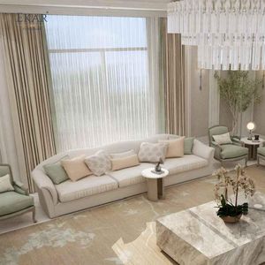 Ekar โซฟาผ้าโค้งเรียบง่ายทันสมัยสำหรับห้องนั่งเล่นพร้อมเบาะกำมะหยี่ - Product Image 5