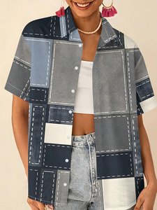 Chemise Hawaïenne Homme Manches Courtes Col V Uni Polyester Décontractée Fermeture Boutons Corne Respirante Vacances d'Été Sans Repassage - Product Image 4