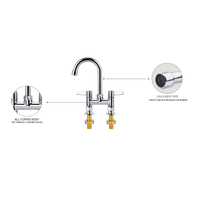 Robinet de cuisine en laiton commercial au design moderne Robinet d'évier purificateur à double poignée avec tuyau court de 3 pouces en laiton