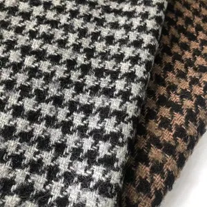 Houndstooth ribu burung cek klasik 530g/M 90% wol 5% mohair 5% nilon Melton sisi tunggal rok kain mantel wol