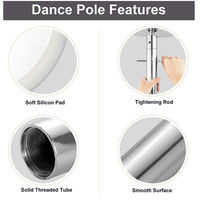 Club d'exercice à domicile Gym Fitness Bar Stripper amovible Pôle de danse, Portable Réglable Hauteur Spinning Steel Pipe Dance Pole