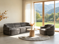 Heiß begehrtes modernes minimalistisches Design Stoff-Vollschwamm-Roll-Pack-Vakuum-Kompressionssofa – einfacher Versand für Wohnzimmer & Apartment