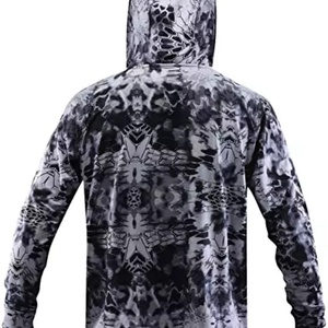 Chemises de pêche pour hommes en polyester 100% à manches longues, vente en gros, personnalisables, protection UPF50, séchage rapide, avec trou pour le pouce - Product Image 3