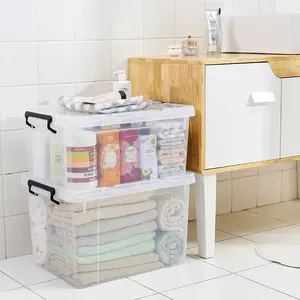 Kitchen home clear pp large tote plastik box tubs boxes containers plastic storage with handle