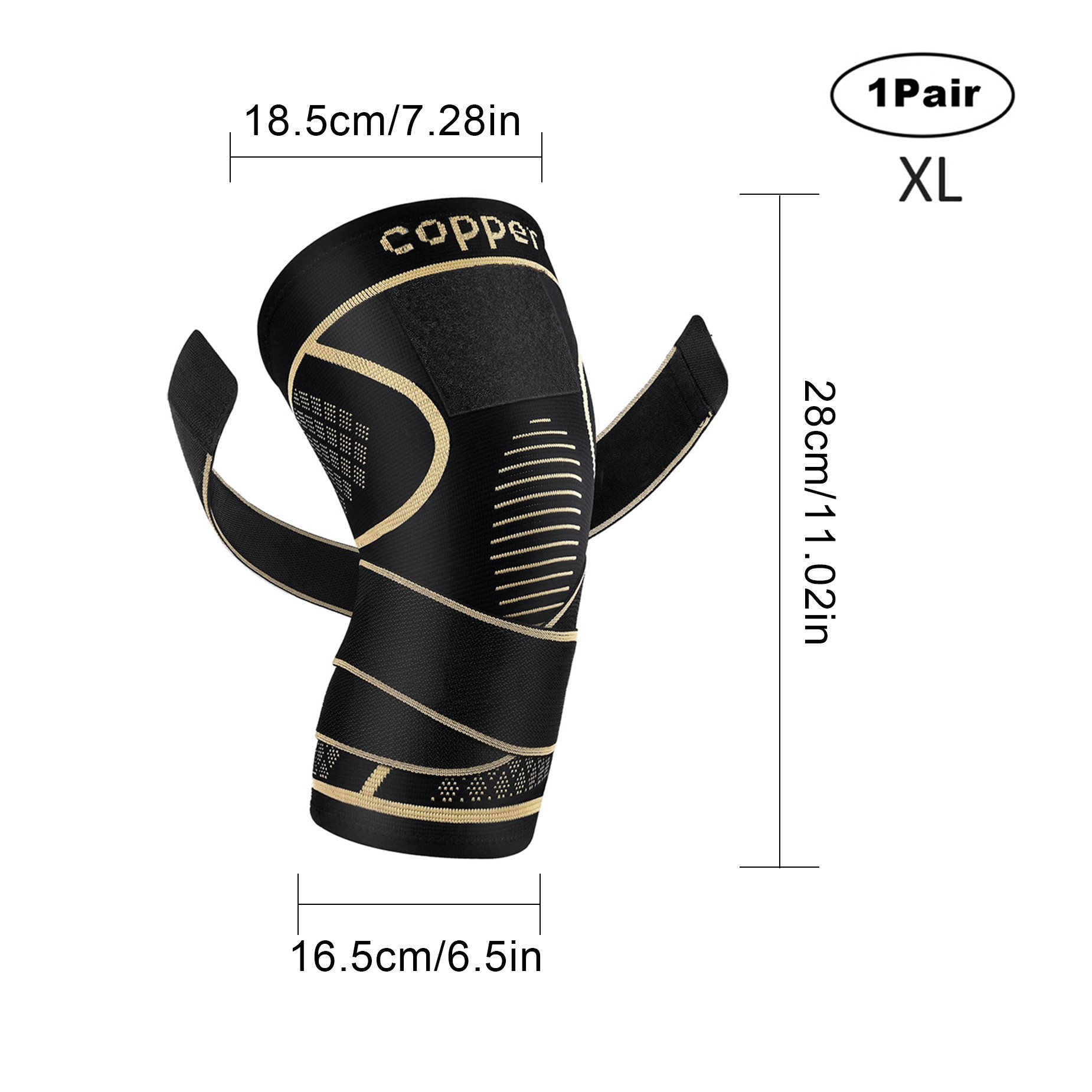 AOFIT Medical Anti-slip Copper Compression Knee Sleeves Brace with Strap