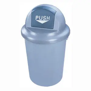 60L 100L Grijze Kleur Plastic Ronde Deksel Circulaire Vuilnisbak Prullenbak Afvalbak Met Push Cover Voor Outdoor/indoor/Huishouden