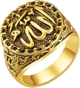 Custom Religious Retro Islam Muslim Allah God Islamic Ring Stainless Steel Muslim Totem Antique Ring For Man