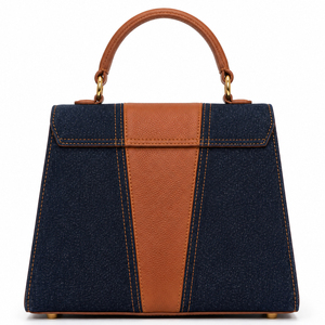 Sac à main en jean pour femme avec poignée supérieure, sacoche structurée avec garniture en PU, élégant sac de transport quotidien pour le bureau, le shopping et les voyages - Product Image 3