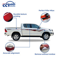 Autocollant décoratif latéral pour Toyota Hilux 4x4 Double Cab 2018 – Bande de vinyle pour carrosserie de pick-up