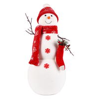 Nouvelle Sculpture de Bonhomme de Neige en Tricot Rouge Douillet avec Chaussette de Noël Miniature pour Décoration Rustique de Cheminée ou de Fenêtre