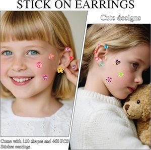 Pegatinas de Aretes para Disfraces de Niñas, 4 Hojas de Aretes Adhesivos para Manualidades Infantiles, Pegatinas 3D de Gemas Autoadhesivas con Brillantina y Cristales - Product Image 2