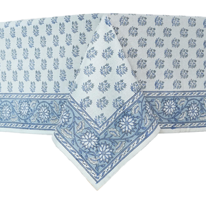 Trending 2025 Baby Blue & Pigeon Green Indian Handmade Floral Printed Cotton Customizable Reusable Modern Home <b>Table</b> <b>Cover</b> - Product Image 2