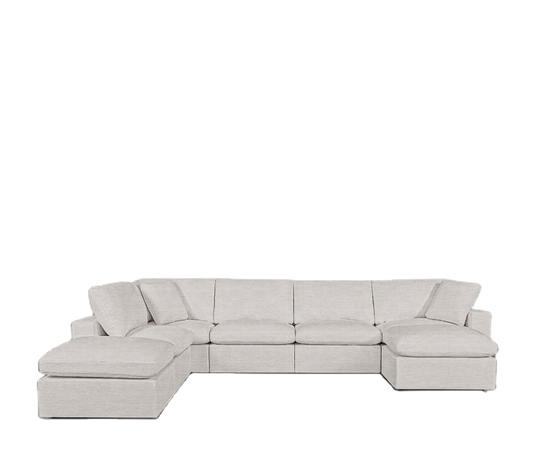 Nouveau design en forme de L tissu de lin canapé en plumes de nuage Chasie chaise longue modulaire coin canapé sectionnel