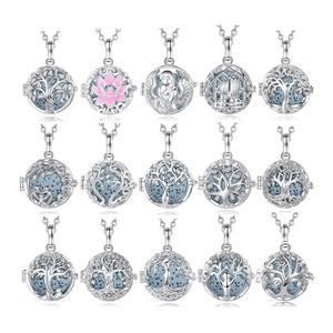 Collar Isunni de Plata de Ley con Colgante de Flor y Bola de Armonía, para Mujer/Unisex, Ideal para Aniversario - Product Image 5