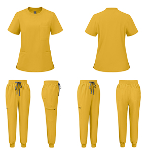 Hot Sale Scrubs Set Nurse Uniform Round Neck <b>Top</b> Elastic Pants Multi Pocket Design Hospital Clothing for Care Workers - Product Image 3
