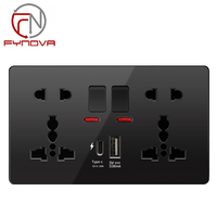 Prise murale intelligente universelle à 4 voies avec double prise USB Type C à commutation rapide, charge rapide, interrupteur mural intelligent à un seul pôle pour la vie intelligente au Royaume-Uni