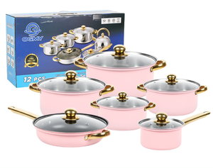 Style classique 12 pièces en acier inoxydable grande <span class=keywords><strong>casserole</strong></span> ustensiles de cuisine ajuster cuisinière à gaz pots de cuisine usage domestique - Product Image 5