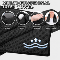 Serviette de golf en microfibre double couche, tissage gaufré, sans peluches, très absorbante, pour le nettoyage des balles de golf, avec mousqueton