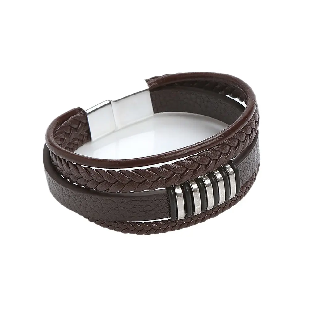 genuine leather bracelet weave mens leather bracelet