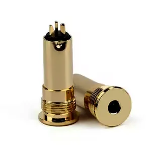 Jack 3.5mm Female Earphone Plug 4 Pole 3 Contact Gold Plated Copper Audio Metal Splice Adapter Hifi Headphone Wire Connector