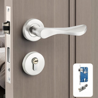 Manija de palanca de acero inoxidable de lujo para puerta de seguridad, con cerradura, para gabinetes, interiores y exteriores, moderna, para dormitorio, cocina, entrada