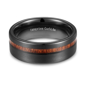 OAHLAN Gioielli alla Moda, Anelli in Carburo di Tungsteno da 8mm con Intarsio in Legno Spazzolato Nero, Comodi da Indossare, per Matrimonio e Fidanzamento, per Uomo e Donna - Product Image 2