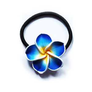 Filles dame épais noir élastique en caoutchouc bandes de cheveux <span class=keywords><strong>argile</strong></span> fleur hawaïenne frangipanier Plumeria Boho cheveux cravates pour cheveux - Product Image 5