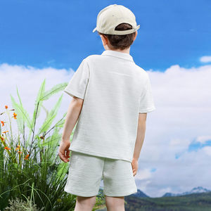 Nuovo Completo Estivo per Bambini in Tessuto Oxford Stampato - Top a Maniche Corte Bianco e Pantaloncini, Set Casual 2 Pezzi - Product Image 6