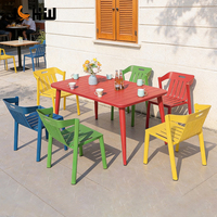 Meubles de jardin modernes de haute qualité, ensemble de terrasse pour restaurants et cafés, table de salle à manger extérieure avec 4/6/8 chaises