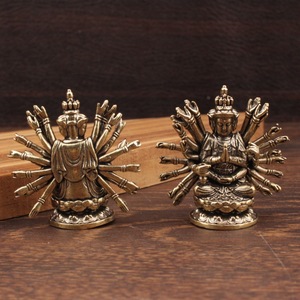 Estatua de Guanyin de Mil Manos, Figura de Buda Sentado en Latón Puro, Decoración para el Hogar, Adorno de Mesa, Escultura Artesanal - Product Image 3