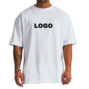 Camiseta de algodón personalizada para hombre, prenda de vestir, de buena calidad, con diseño de tendencia, sin marca, etiqueta en blanco, de talla grande