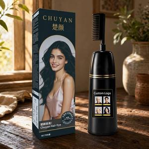 Teinture capillaire à base de plantes OEM Jet Black Herbal, crème à base de plantes avec applicateur peigne pour cheveux gris - Product Image 1