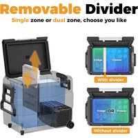 Refrigerador Portátil de Doble Zona para Auto, 45L, Compresor Eléctrico Solar para RV, Congelador, Puerto USB, Bajo Ruido, Eficiente Energéticamente, 12V DC