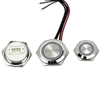 Interrupteurs à bouton-poussoir métalliques ultra-courts à retour automatique IP65, mini-interrupteurs de fin de course avec voyant LED 1NO 1A 16MM