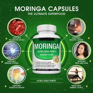 Capsules de protéines végétales naturelles à base de feuilles de Moringa, végétariennes, pour renforcer l'immunité, capsules de poudre de Moringa pour lutter contre les radicaux libres - Product Image 2