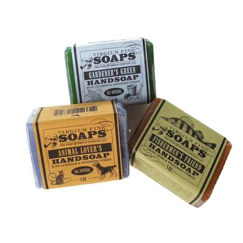 Custom Printing Private Label Hand Made Wholesale Waterproof Organic Face Soap Bar Sticker Labels