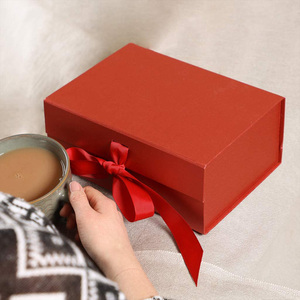 Custom Logo Printed Multicolored Pattern Coated Paper Packing Magnetic Folding <b>Box</b> With Ribbon - Product Image 5